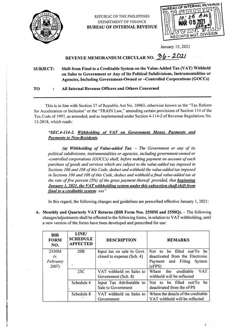 BIR Revenue Memorandum Circulars .